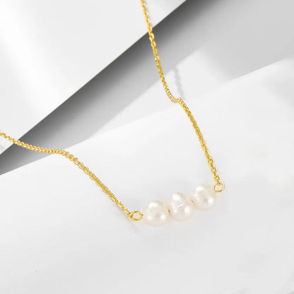 Freshwater Pearl Sterling Silver 14K Gold Plated Rhodium Plated Geometric Necklace