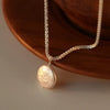 Freshwater Pearl Sterling Silver Elegant Simple Style Polishing Geometric Pendant Necklace