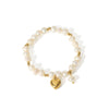 Freshwater Pearl Stitching Steel Ball Titanium Steel Women's Bracelet With Peach Heart Stainless Steel Pendant And 18K Furnace Vacuum Plating