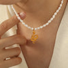 Freshwater Pearl Titanium Steel 18K Gold Plated Vintage Style French Style Modern Style Snake Pendant Necklace