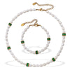 Freshwater Pearl 316L Stainless Steel Necklace Bracelet Set For Women Retro Style Electroplated