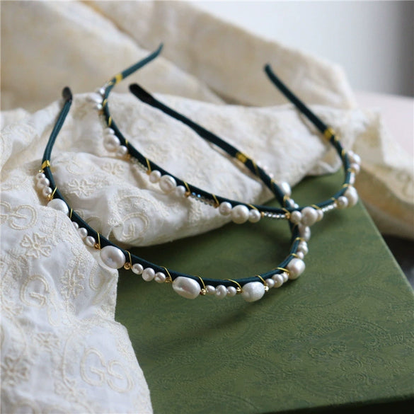 Freshwater Pearl Winding Hairband And Hairpin Set French Romantic Mori Style Women's Hair Accessory