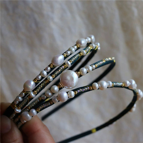 Freshwater Pearl Winding Hairband And Hairpin Set French Romantic Mori Style Women's Hair Accessory