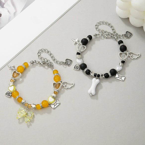 Friendship Spider Love Magnetic Cat Beaded Elastic Adjustable Bracelet Stone Magnet Buckle Geometric Handmade