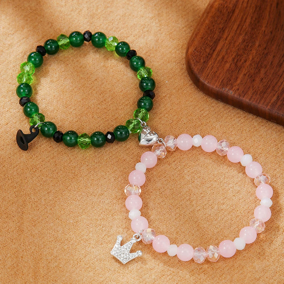 Friendship Spider Love Magnetic Cat Beaded Elastic Adjustable Bracelet Stone Magnet Buckle Geometric Handmade