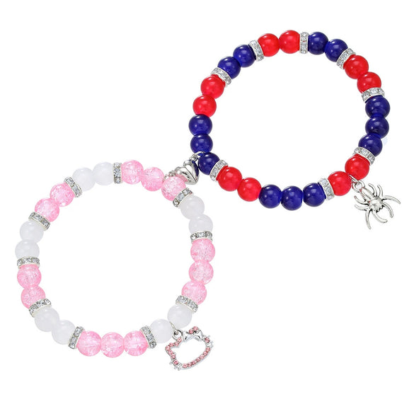 Friendship Spider Love Magnetic Cat Beaded Elastic Adjustable Bracelet Stone Magnet Buckle Geometric Handmade