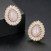Frosted Copper Drop Earrings With Blue Zircon Electroplated Geometric Fashion Jewelry For Women