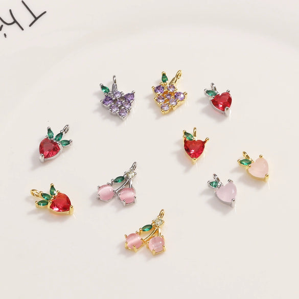 Fruit Shape Copper Zirconia Light Luxury Style Jewelry Pendant Accessories