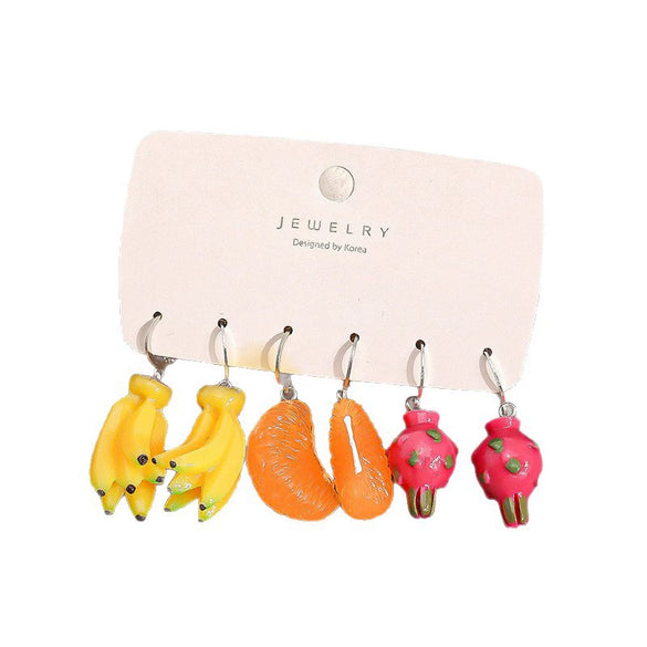 Fruit Shape Resin Hoop Earrings Fun Food Inspired Design Versatile Unisex Jewelry For Everyday Wear And Gifting