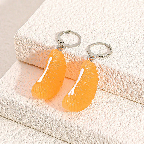 Fruit Shape Resin Hoop Earrings Fun Food Inspired Design Versatile Unisex Jewelry For Everyday Wear And Gifting
