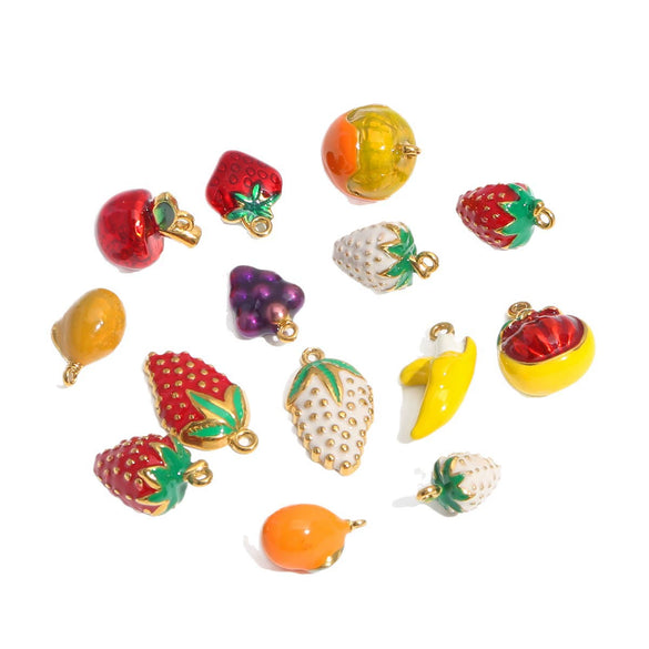 Fruit Shape Stainless Steel Electroplated Diy Jewelry Pendant Necklace Oil Dripping Style