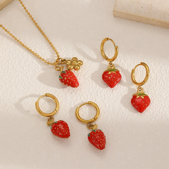 Fruit Shape Stainless Steel Electroplated Earrings For Women