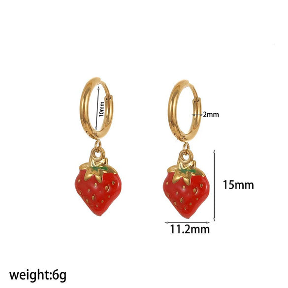 Fruit Shape Stainless Steel Electroplated Earrings For Women