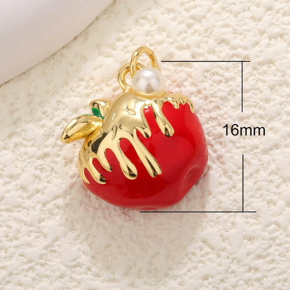 Fruit Shaped Copper Diy Jewelry Pendant With Oil Dripping Design Watermelon Durian Mango Strawberry Apple