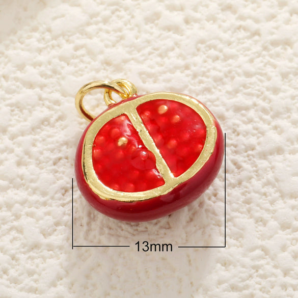 Fruit Shaped Copper Diy Jewelry Pendant With Oil Dripping Design Watermelon Durian Mango Strawberry Apple