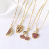 Fruit Strawberry Cherry Pendant Necklace Copper Electroplated For Women