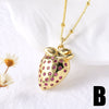 Fruit Strawberry Cherry Pendant Necklace Copper Electroplated For Women