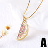 Fruit Strawberry Cherry Pendant Necklace Copper Electroplated For Women