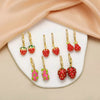 Fruit Strawberry Pitaya Drop Gold Plated Copper Pendant Earrings For Women