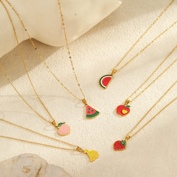 Fruit Style Stainless Steel 18K Gold Plated Necklace