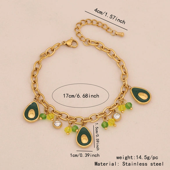 Fruit Watermelon Pineapple Pendant Necklace Stainless Steel Jewelry Electroplating