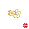 Full Body S925 Sterling Silver Round Zircon Earring With Single Row Diamond Puncture Geometric Pattern For Unisex