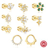 Full Body S925 Sterling Silver Round Zircon Earring With Single Row Diamond Puncture Geometric Pattern For Unisex