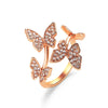 Full Diamond Four Butterfly Ring Light Luxury Index Finger Opening Ring