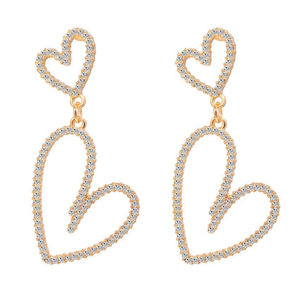 Full Diamond Heart Pendant Earrings