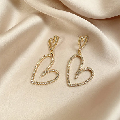 Full Diamond Heart Pendant Earrings