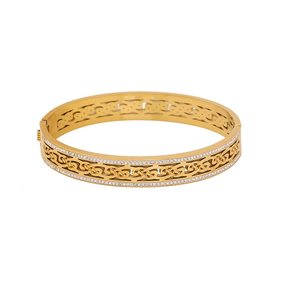 Full Diamond Hollow Fashion Stainless Steel Bracelet With Electroplating
