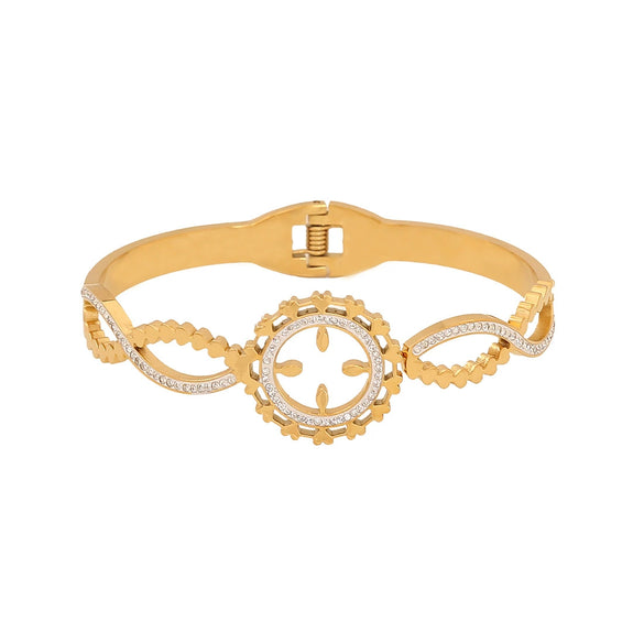 Full Diamond Hollow Fashion Stainless Steel Bracelet With Electroplating