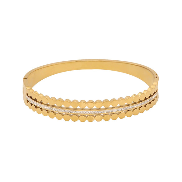 Full Diamond Hollow Fashion Stainless Steel Bracelet With Electroplating