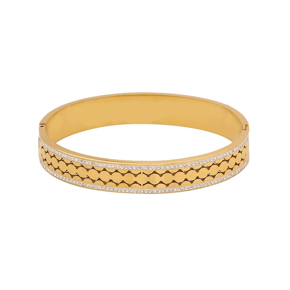 Full Diamond Hollow Fashion Stainless Steel Bracelet With Electroplating