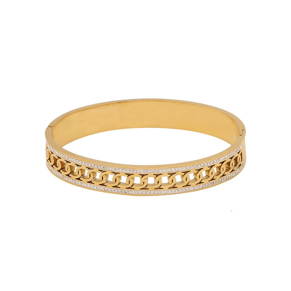 Full Diamond Hollow Fashion Stainless Steel Bracelet With Electroplating