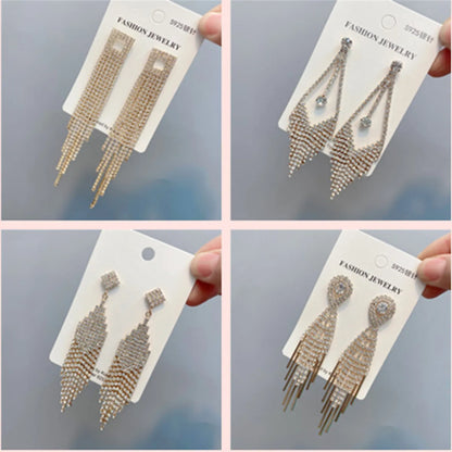 Full Diamond Tassel Earrings