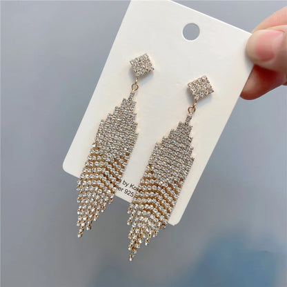 Full Diamond Tassel Earrings