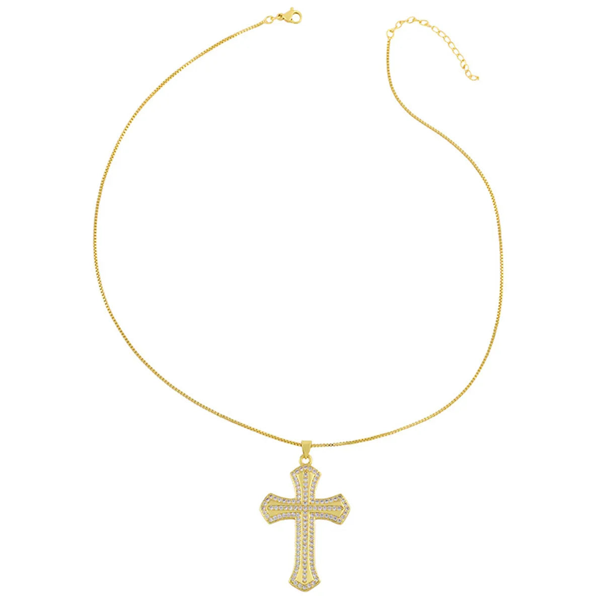 Full Zircon Cross Pendant Hipster Necklace