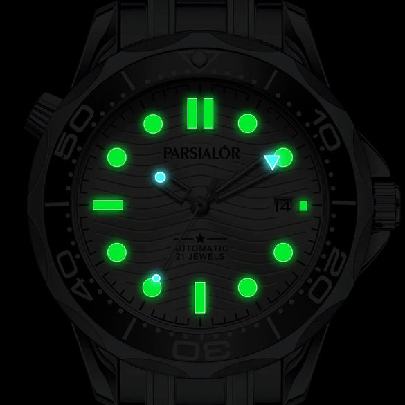 Fullyautomatic Mechanical Men's Watch With Wave Carved Design Round Dial Stainless Steel Strap And Buckle Alloy Case Mineral Reinforced Glass Mirror
