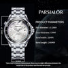 Fullyautomatic Mechanical Men's Watch With Wave Carved Design Round Dial Stainless Steel Strap And Buckle Alloy Case Mineral Reinforced Glass Mirror