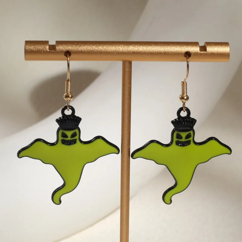 Funny Bat Alloy Enamel Halloween Unisex Earrings Necklace Jewelry Set