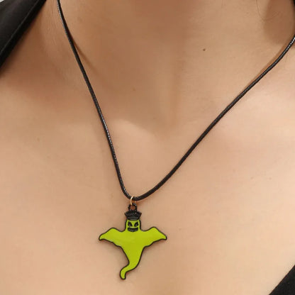 Funny Bat Alloy Enamel Halloween Unisex Earrings Necklace Jewelry Set