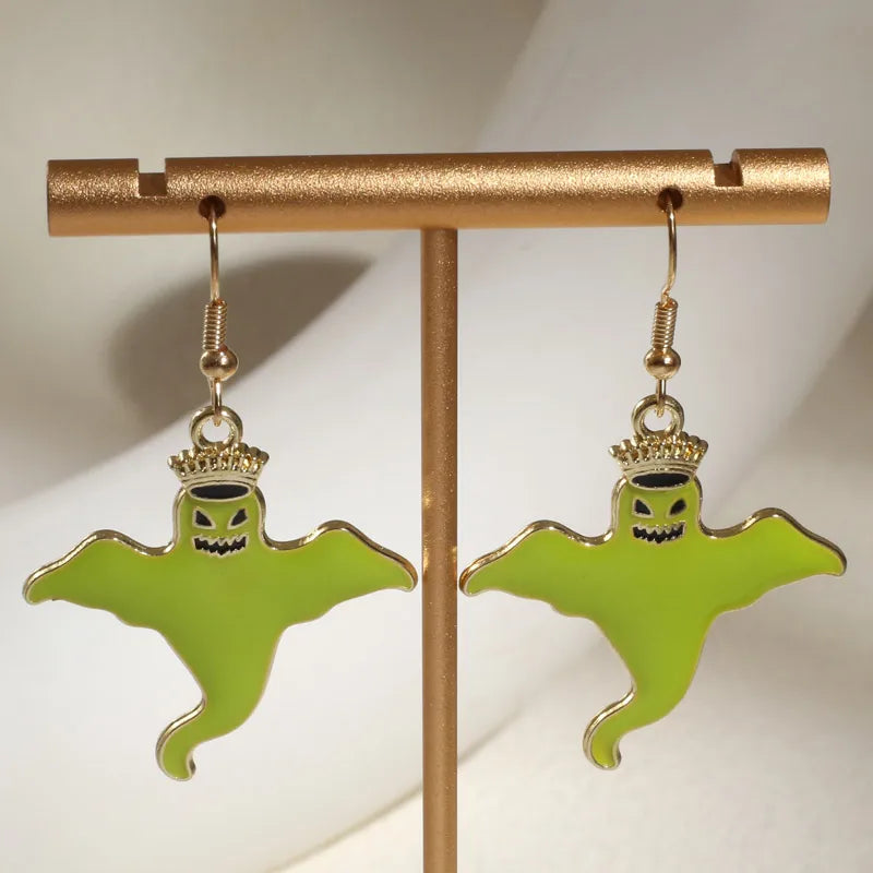 Funny Bat Alloy Enamel Halloween Unisex Earrings Necklace Jewelry Set