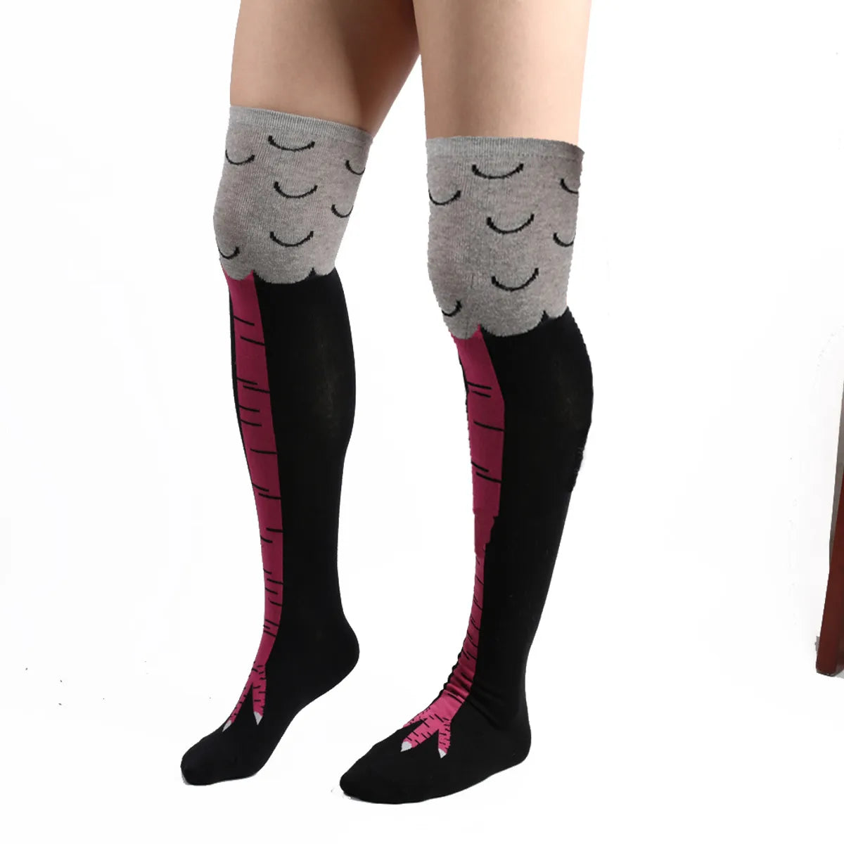 Funny Cartoon Cotton Blending Jacquard Over The Knee Socks