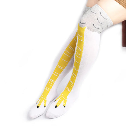 Funny Cartoon Cotton Blending Jacquard Over The Knee Socks