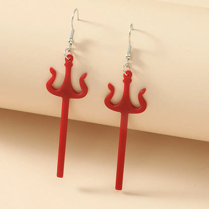 Funny Exaggerated Acrylic Trident Acrylic Halloween Earrings