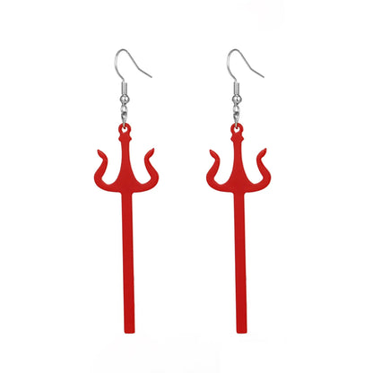 Funny Exaggerated Acrylic Trident Acrylic Halloween Earrings