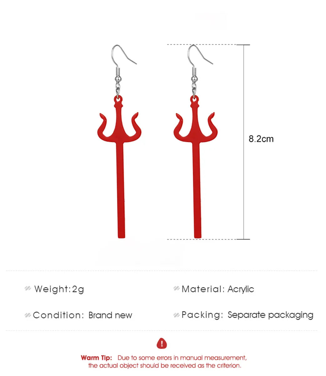 Funny Exaggerated Acrylic Trident Acrylic Halloween Earrings