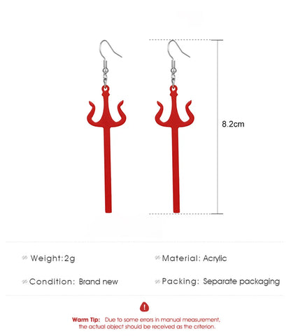 Funny Exaggerated Acrylic Trident Acrylic Halloween Earrings