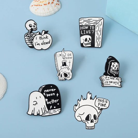 Funny Ghost Alloy Asymmetrical Enamel Unisex Brooches